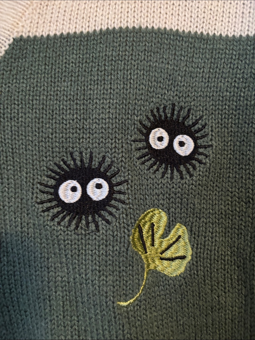 Her Universe Green and Cream Totoro Stripe Cardigan - Picture 4 of 7
